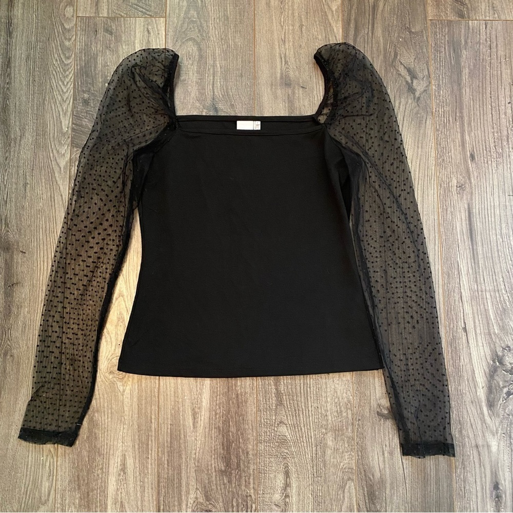 Ichi blouse mesh dot puff sleeve - Picture 2 of 10
